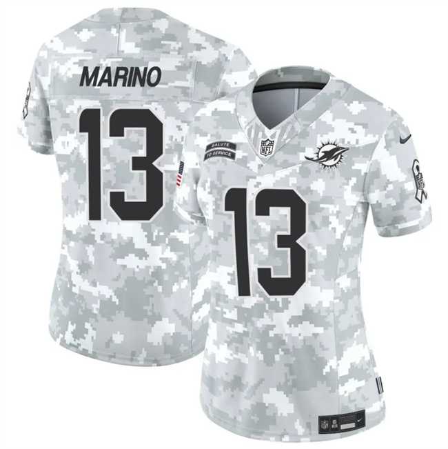 Women%27s Miami Dolphins #13 Dan Marino 2024 F.U.S.E Arctic Camo Salute To Service Limited Stitched Jersey Dzhi